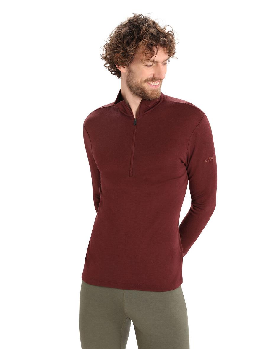 Men's Icebreaker Merino 175 Everyday Long Sleeve Half Zip Thermal Top Base Layers Espresso | CA 1577NWYB